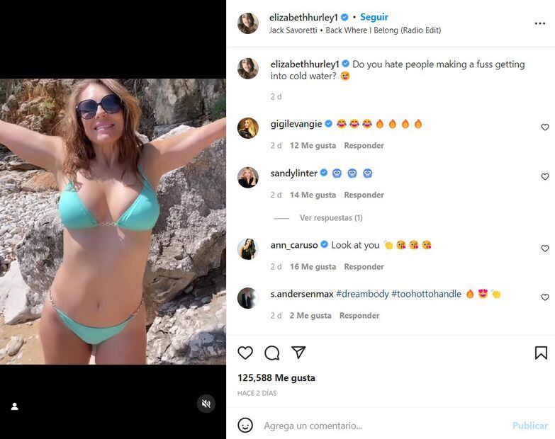 Elizabeth Hurley Dispara La Temperatura Saliendo Del Mar Con Bikini 5296